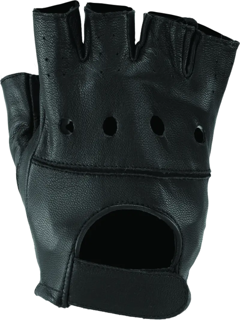 Black leather fingerless glove from River Road Diamond Shorty Gloves Black Womens Small