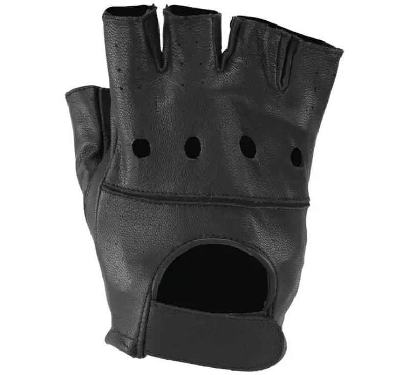 Black leather fingerless glove from River Road Hollister Hollister Shorty Gloves 3XL