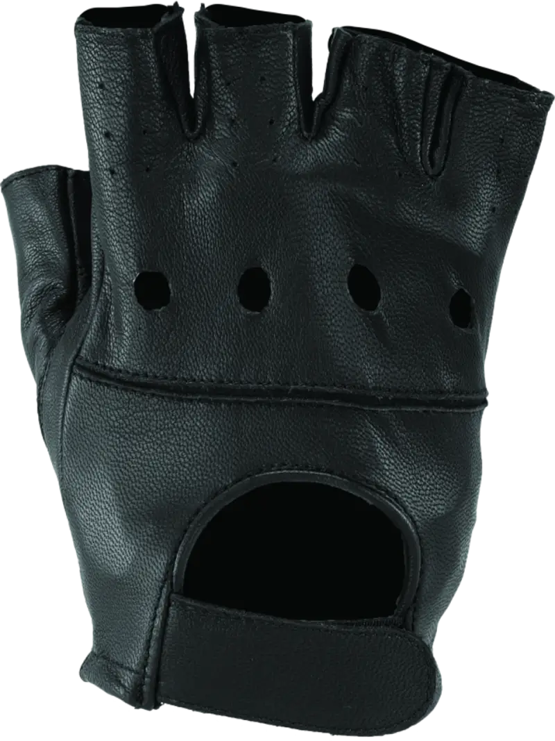 Black fingerless leather glove from River Road Hollister Shorty Gloves collection