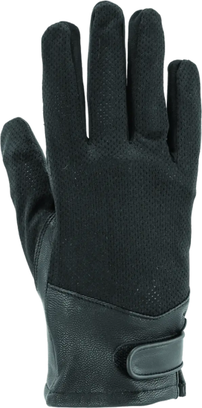 River Road Pecos leather mesh gloves in black for riding, large size