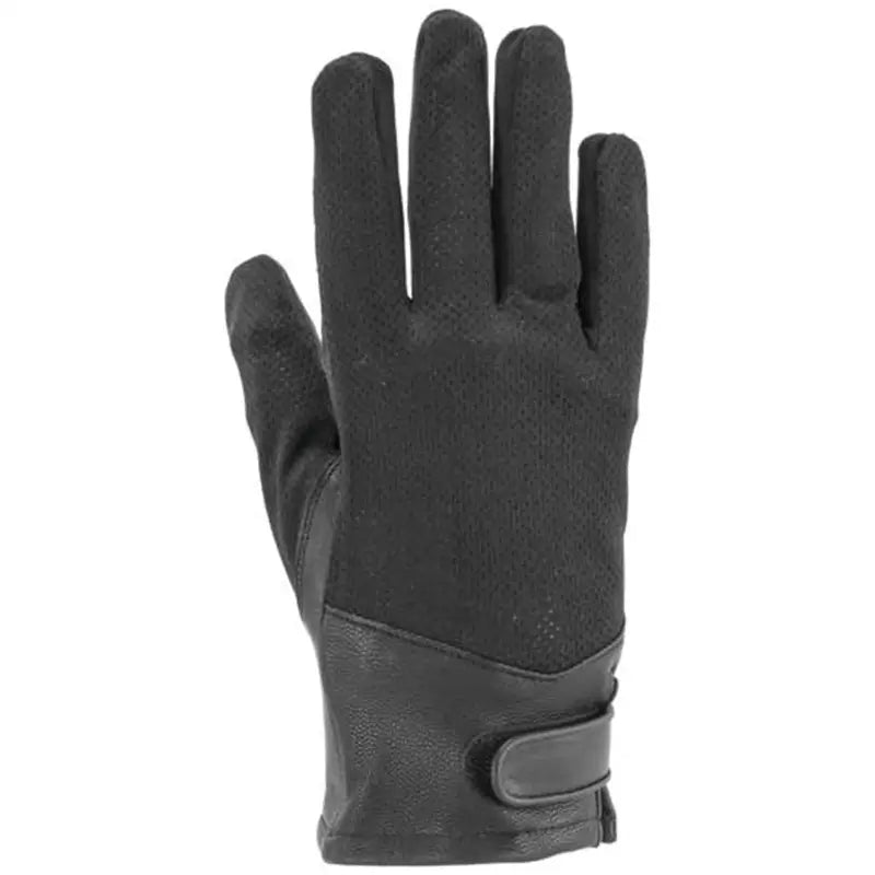 Black leather and fabric glove from River Road Pecos leather mesh gloves for women