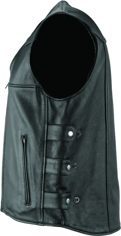 Black River Road Plains leather vest with silver snaps and zipper pocket