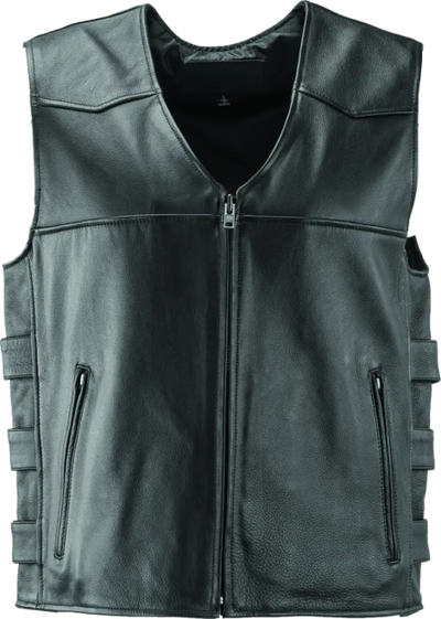 Black River Road Plains leather vest with front zipper and zip pockets XL style