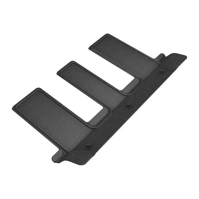 Black textured organizer with three slots for Rivian R1S third row storage