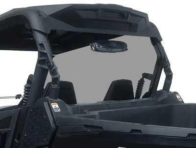 Rear view of RNGWS4000 Spike D-2 with full tilting windshield on dark grey utility vehicle
