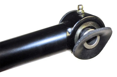 Black metal Johnny Joint trac bar with articulated joint and grease fitting for RockJock JK