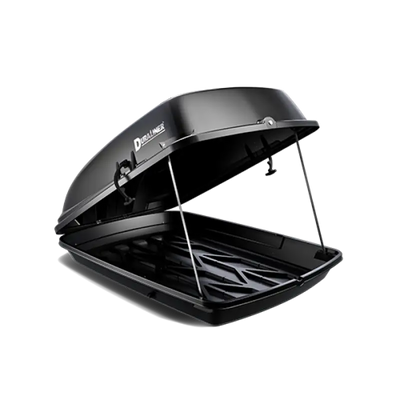 RT20D Penda Rooftop Cargo Box Carrier with open lid showing spacious interior and durable materials.