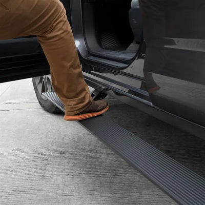 Running Board Textured Black; Aluminum; Lighted; Rocker Panel Mount - Truck & Automotive