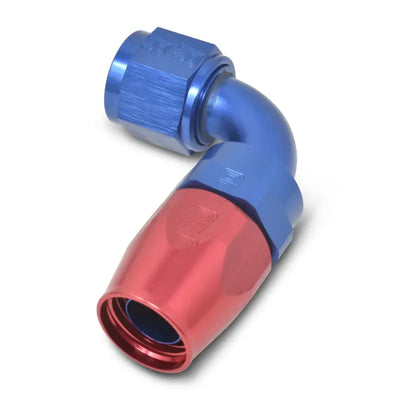 Russell Performance -6 AN Red/Blue 90 Degree Full Flow Hose End - 610160