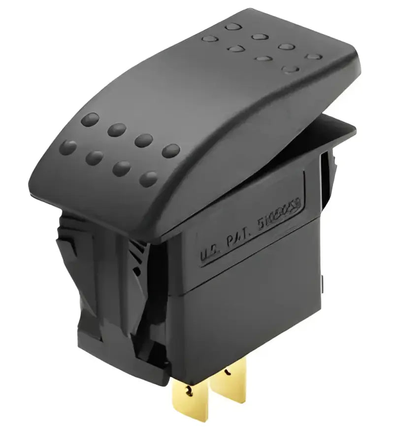 S-7061C Whitecap Contura Style Rocker Switch (On/Off) - sleek black design, durable construction, versatile for marine and automotive applications.