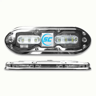 Bimini Blue underwater light with chrome LED bar and SC logo