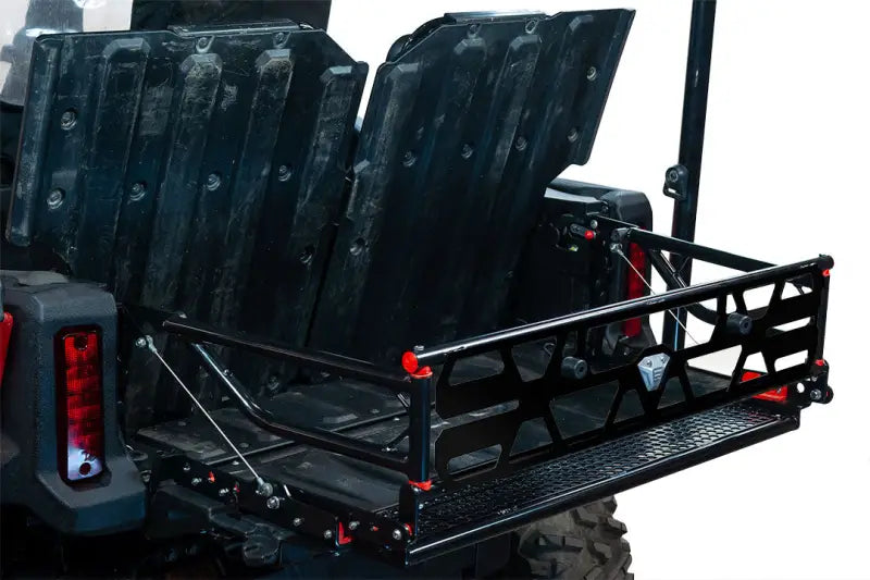 Black metal utility rack on Seizmik Bed Extended Pioneer 1000-5/700-4 bed extended