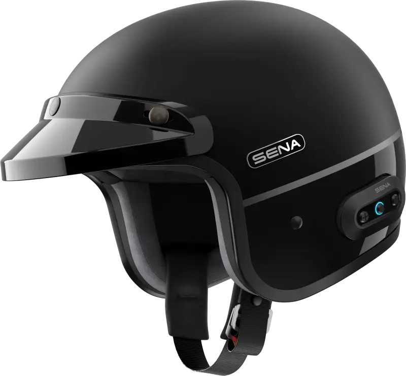 Surge Open Face Helmet W/Mesh Matte Black/Glossy Black Sm - SENA