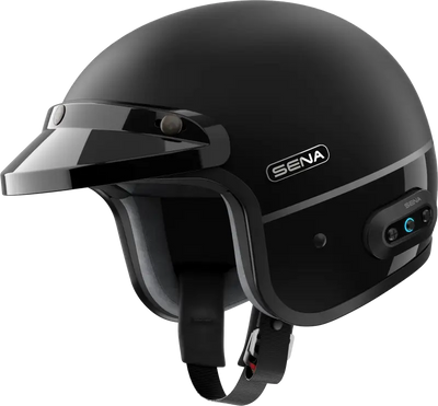 Surge Open Face Helmet W/Mesh Matte Black/Glossy Black Xl - SENA