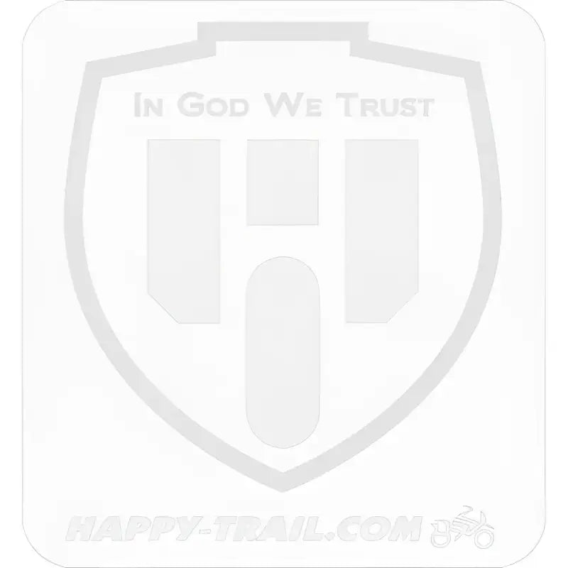 White rectangular sticker with shield design for SF70012 Santoro Fabworx Bag Guard