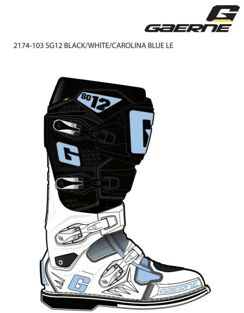 Sg12 Le Boots Blk/Wht/Carolina Blue Sz 11 - GAERNE