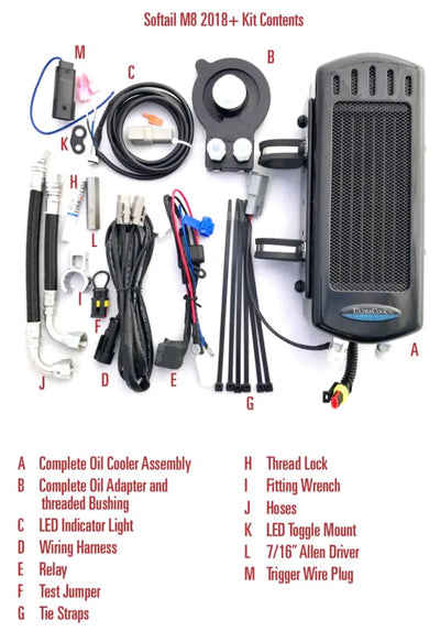 ULTRACOOL Side Mount Oil Cooler M8 Softail `17 23 Gloss Blk