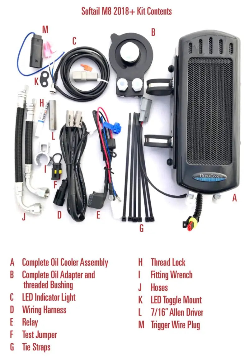 ULTRACOOL Side Mount Oil Cooler M8 Softail `17 23 Gloss Blk