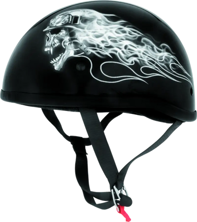 Black motorcycle helmet with biker skull graphic from Skid Lids Biker Skull Original Helmet 2XL