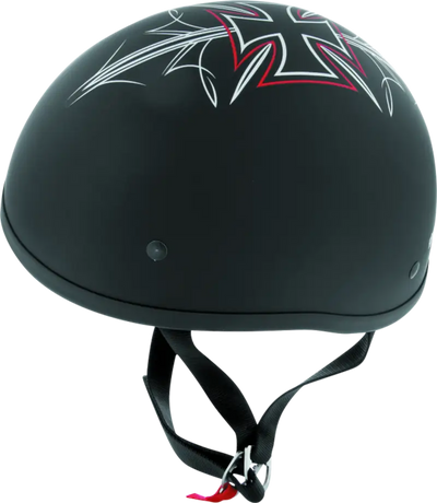 Black Skid Lids Street Rods original helmet with cross design for street rods fans