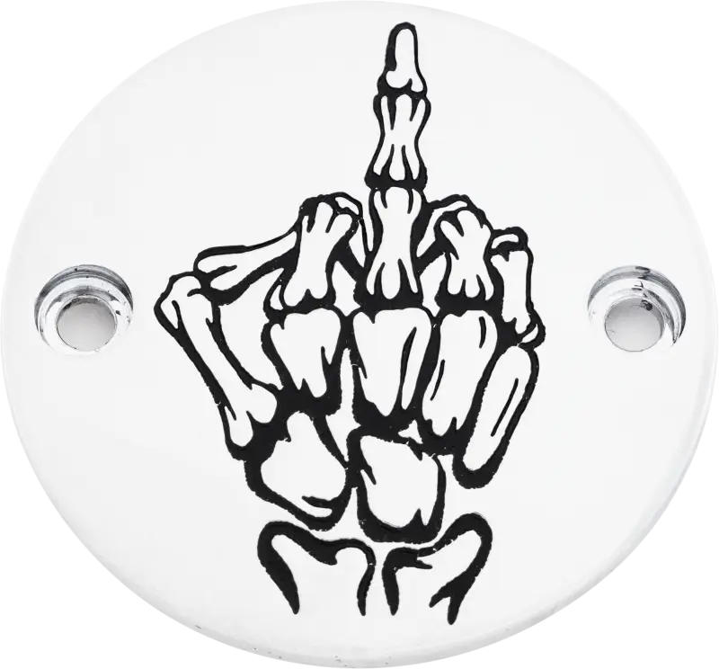 CUSTOM ENGRAVING SKUL24-63 M8 Timer Cover Bone Finger Chrome