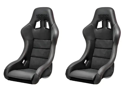 Two black red racing seats from Sparco QRT-C Carbon Black/Red series
