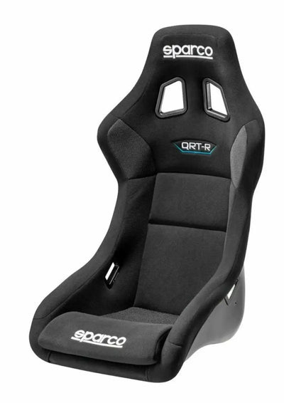 Sparco Seat QRT-R 2019 in black, designed for performance and comfort, must use Side Mount 600QRT for installation