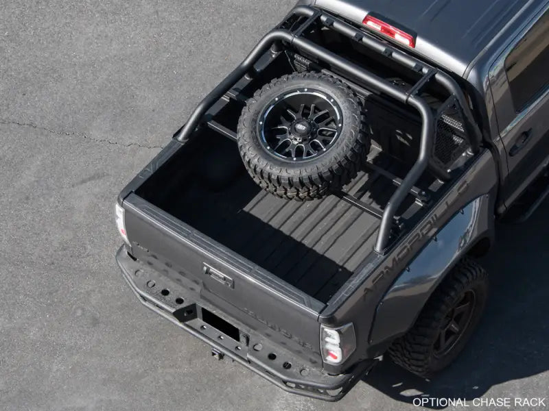 Spare Tire Carrier Truck Bed Bar Mount; 37 Inch Tire; Black; Steel; Direct Fit; Requires Armordillo - & Automotive