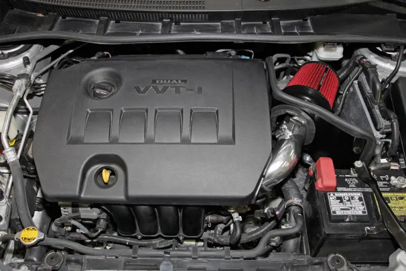 Spectre 09-14 Toyota Corolla 1.8L Air Intake Kit - Polished w/Red Filter - Truck & Automotive