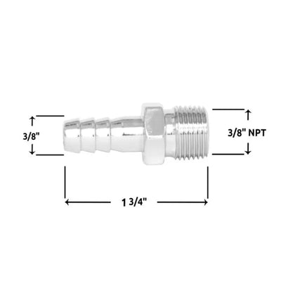 Spectre Fuel Fitting 3/8in. Hose Barb NPT Threads - Chrome 