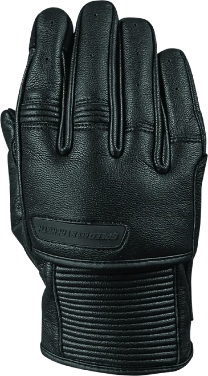 Black leather motorcycle glove from Speed and Strength Off the Chain Leather Gloves Black