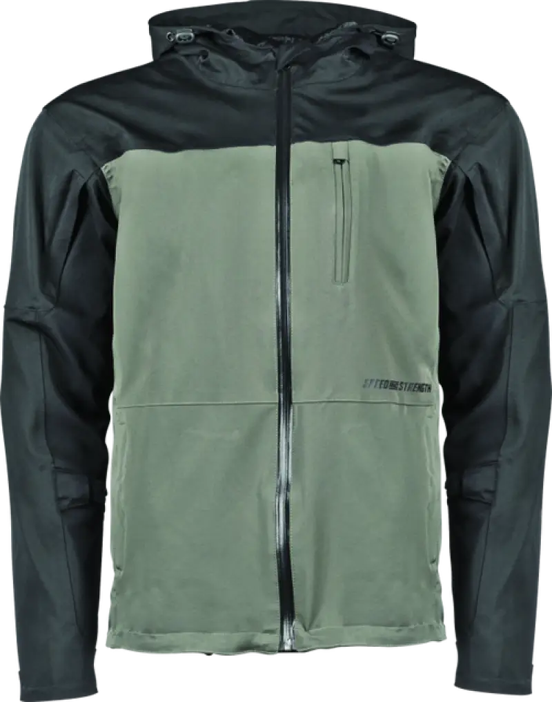 Two-tone Hooded Rain Jacket Black Olive Speed and Strength Fame and Fortune Jacket XL