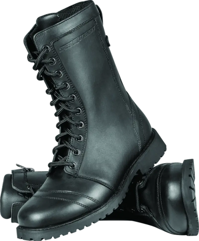 Black leather lace-up boots from Speed and Strength Fast Times Leather collection