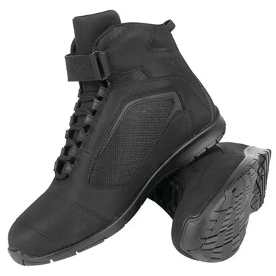 Black motorcycle boots from Speed and Strength Moment of Truth Leather Shoe series