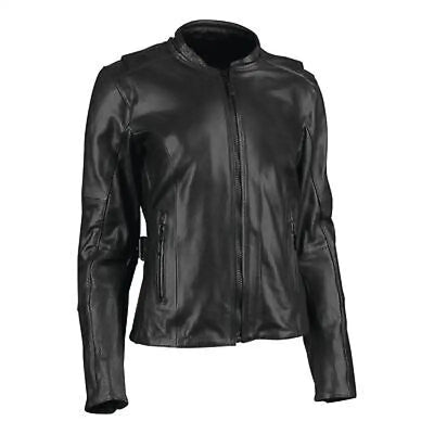 Black leather motorcycle jacket from Speed and Strength Throttle Body series