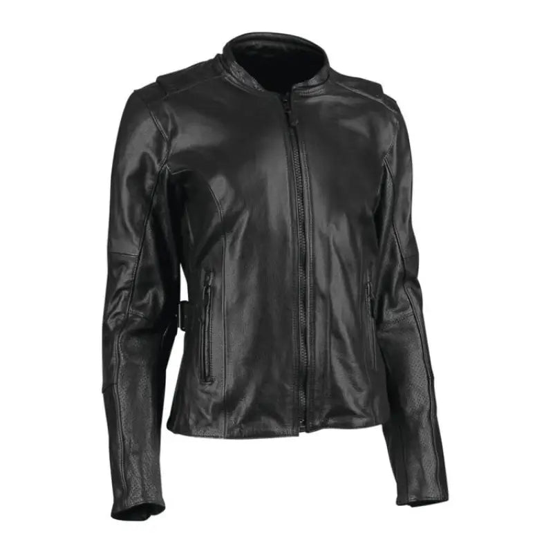 Black leather motorcycle jacket from Speed and Strength Throttle Body collection