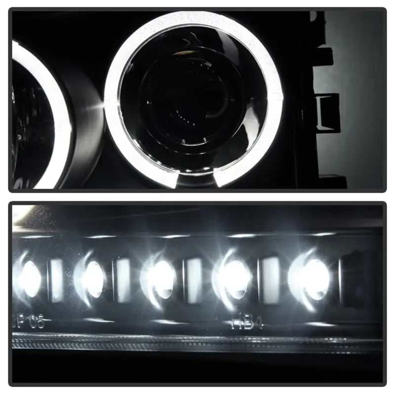 Car headlight assembly with projector headlights and LED halo for Dodge Charger 06-10