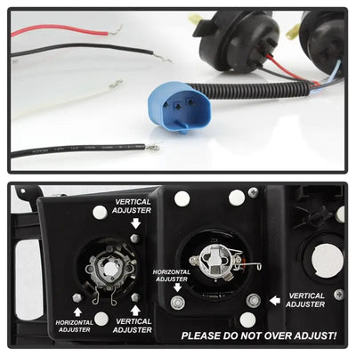 Headlight assembly with adjustment guide for Spyder Dodge Ram projector headlights