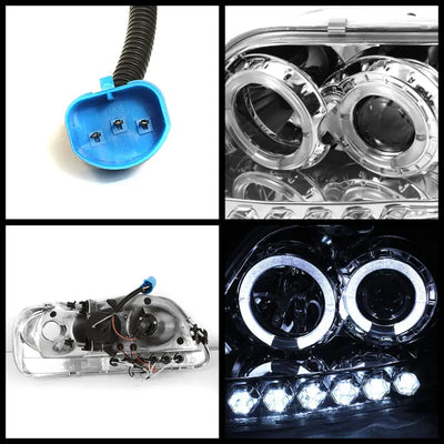Automotive headlight assembly with LED halo for Spyder Ford F150 97-0 PRO-YD-FF15097-1P-AM-C