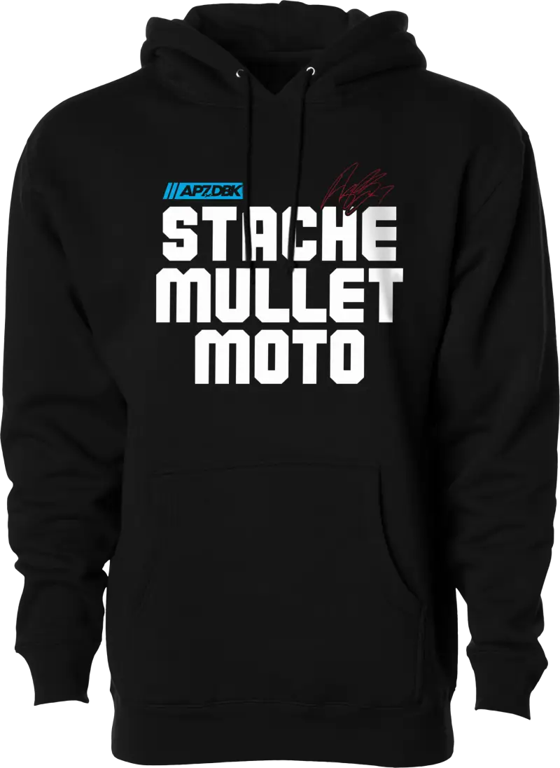 Stache Mullet Moto Hoodie Black Md - DBK