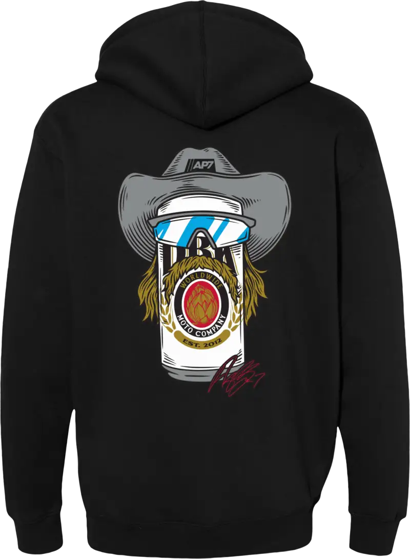 Stache Mullet Moto Hoodie Black 2x - DBK