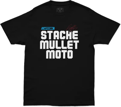 Stache Mullet Moto Tee Black 2x - DBK