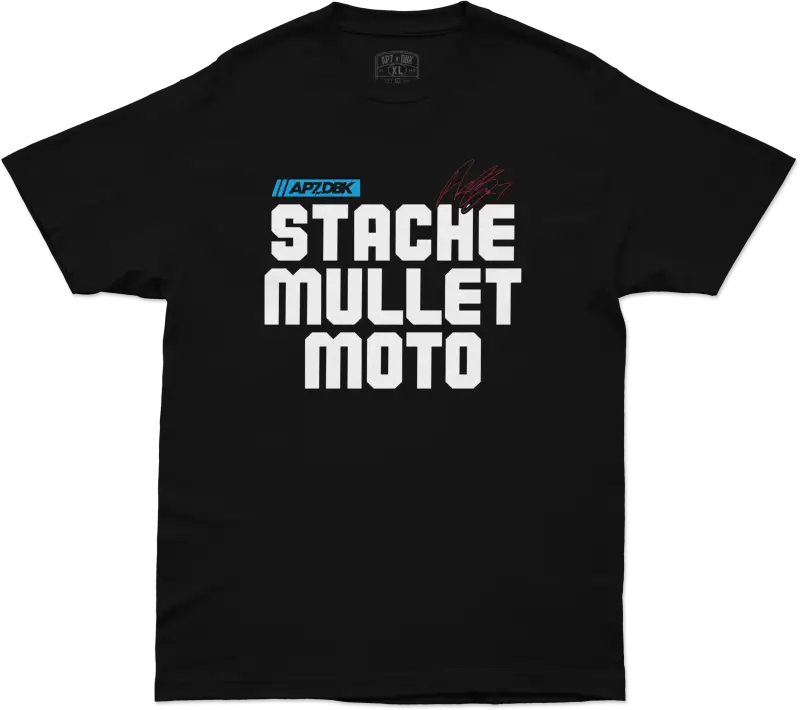 Stache Mullet Moto Tee Black Md - DBK