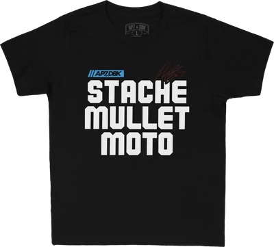 Stache Mullet Moto Youth Tee Black Ym - DBK