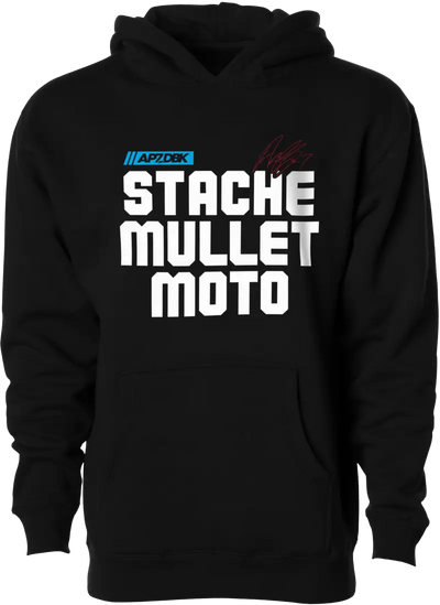 Stache Mullet Moto Yth Hoodie Black Yx - DBK