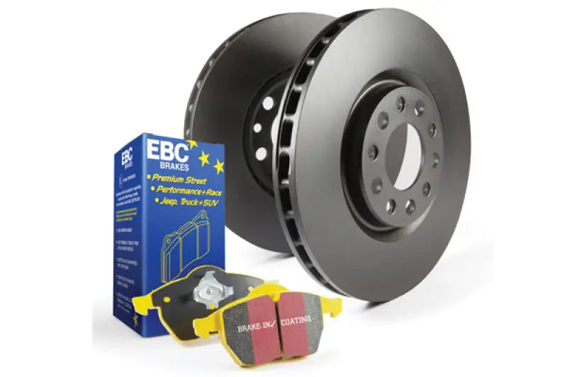 Automotive brake components with Stage 13 Kits Yellowstuff, thermic black coating, and RK Rotors for better braking performance