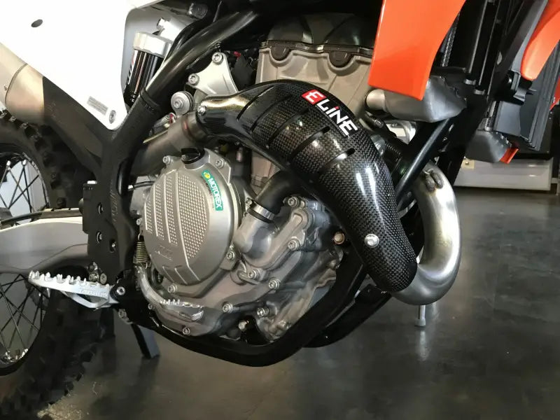 Motorcycle engine with carbon fiber exhaust guard for Stock Header Gas Hus KTM bikes