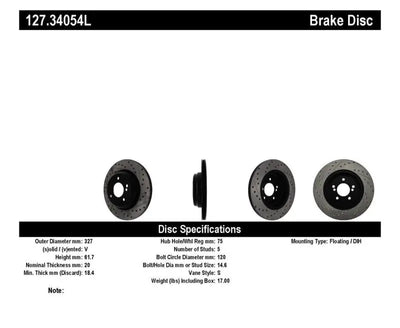 Stoptech StopTech 00-03 BMW M5 (E39) Slotted & Drilled Left Rear Rotor