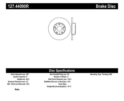 StopTech 00-05 Lexus IS300 / 02-09 Lexus SC430 / 98-05 GS300/GS350/GS400/GS430/GS450H SportStop Slo 