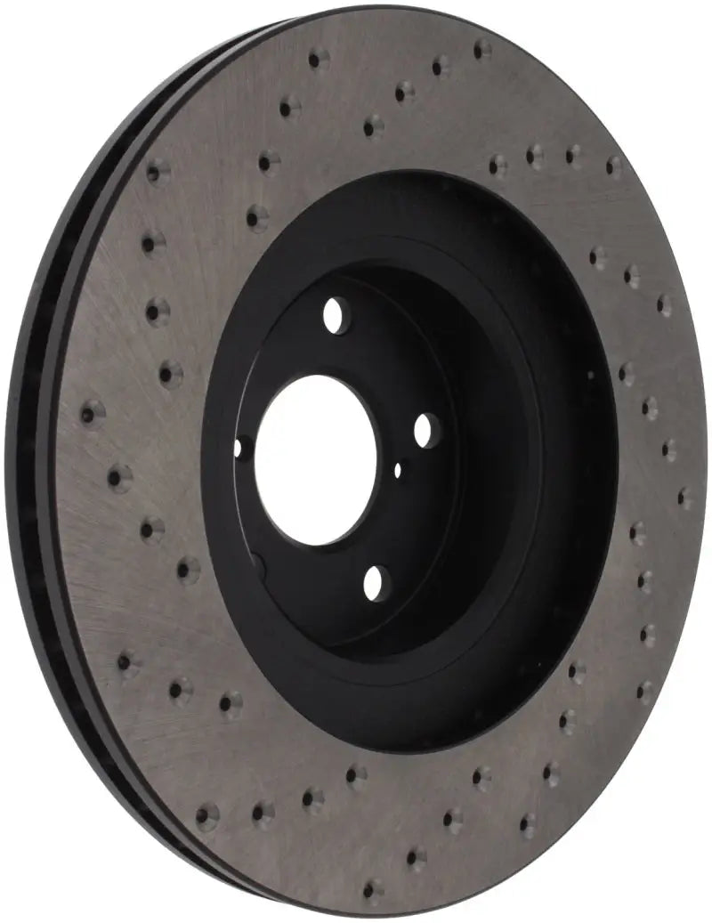 Wrx drilled left front brake rotor with drilled and slotted design for optimal stopping power
